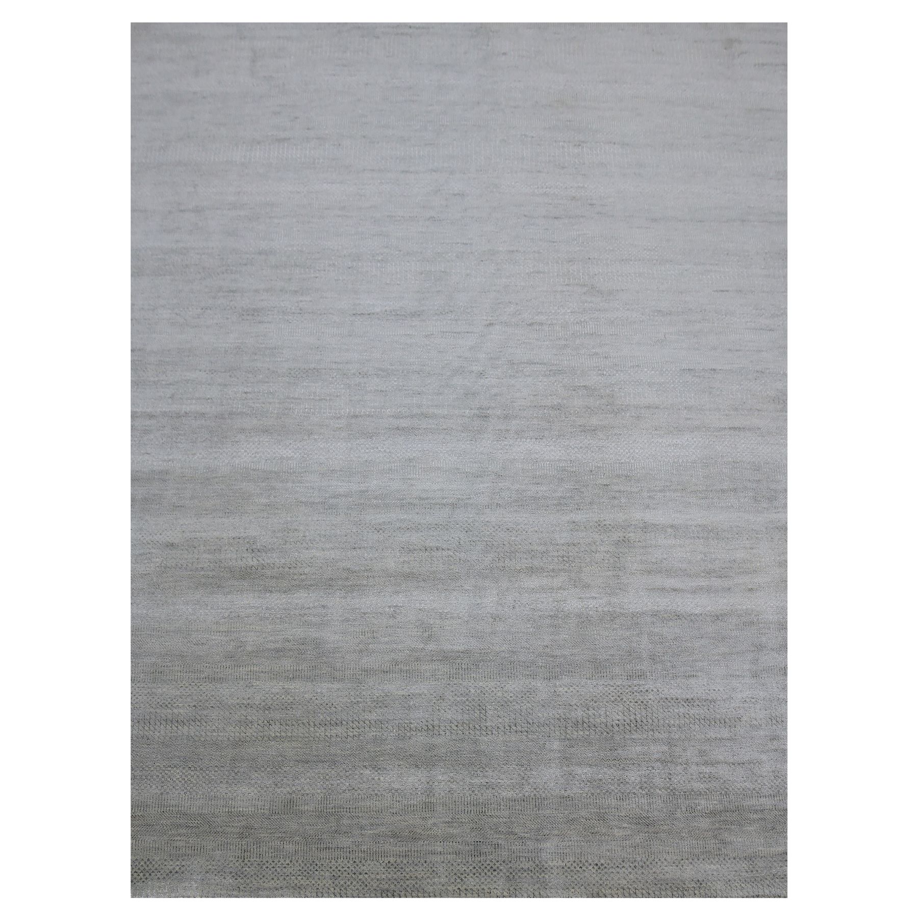 Metal Gray, Hand Knotted Tone on Tone, Grass Design, Pure Wool, Denser Weave, Oriental Rug 